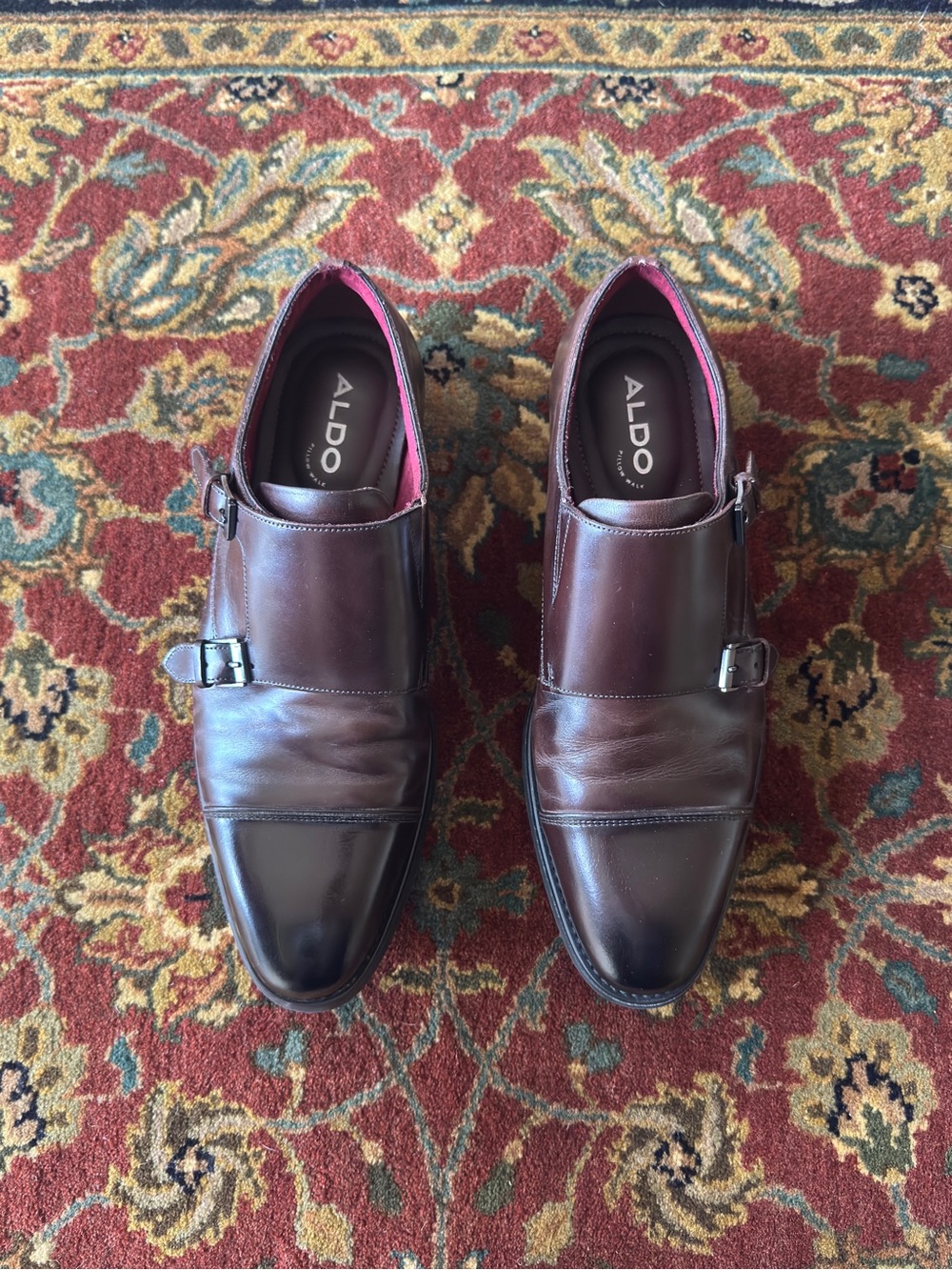 Aldo Men’s Double Monk Strap Shoes in Dark Brown